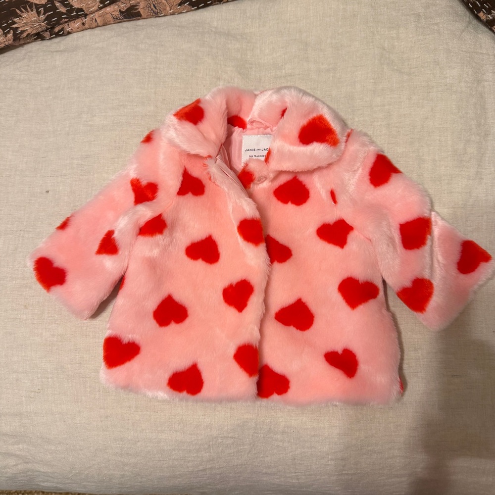 Janie and Jack Pink Jacket with Red Hearts